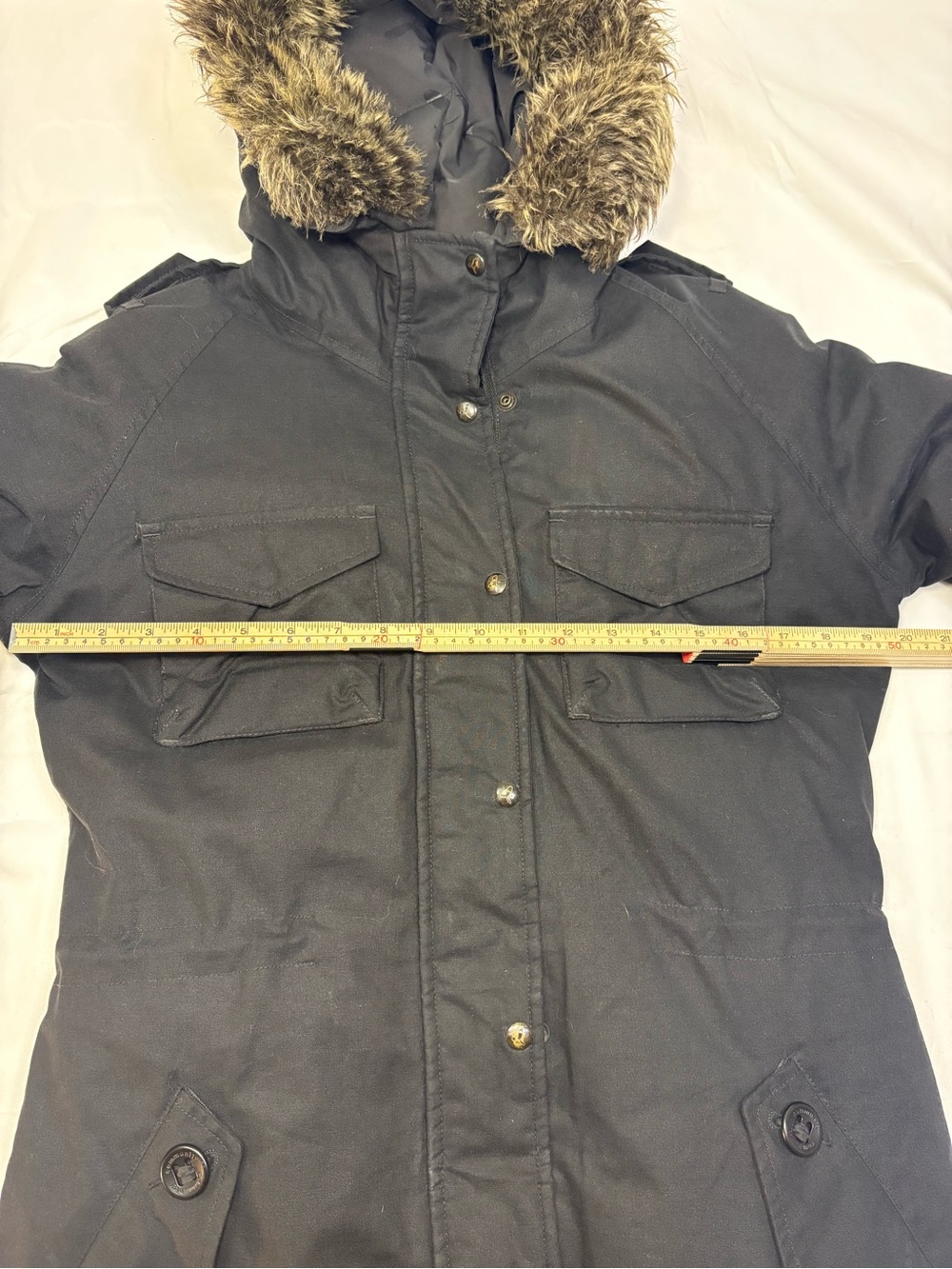 Aritzia Community Black Fur Hood Paradigm Winter Parka Coat Hemp Down Fill - Picture 3 of 8